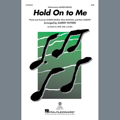 Hold On To Me (arr. Audrey Snyder)