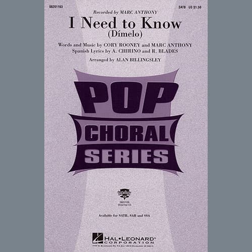 I Need To Know (Dimelo) (arr. Alan Billingsley)
