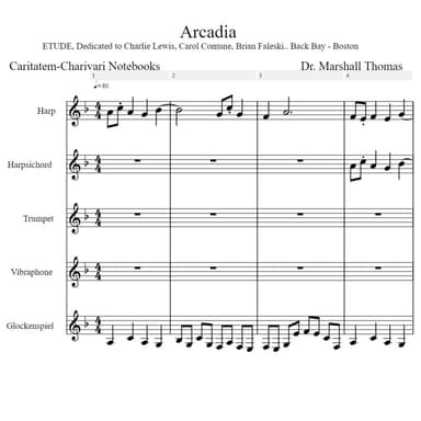 Arcadia for Harp, Harpsichord, Trumpet, Percussion