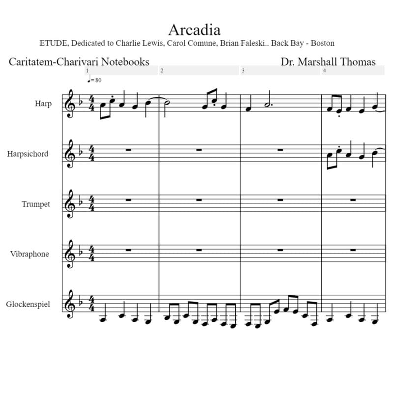 Arcadia for Harp, Harpsichord, Trumpet, Percussion