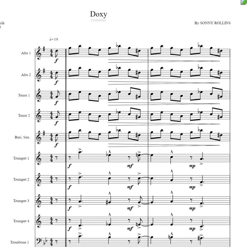 Doxy (arr. Ryan Erik Adamsons (ASCAP))