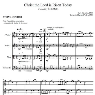 Christ The Lord Is Risen Today - String Quartet (arr. Eve C. Mailly - Zene Strings)