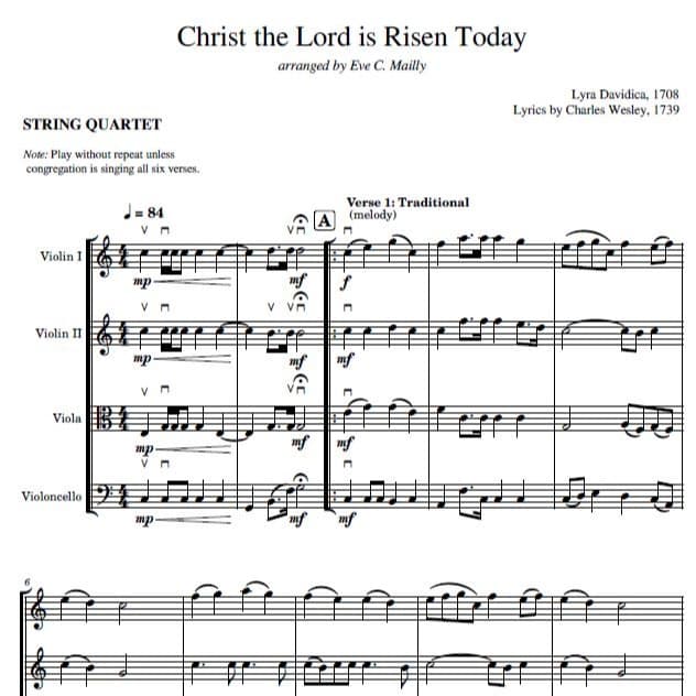 Christ The Lord Is Risen Today - String Quartet (arr. Eve C. Mailly - Zene Strings)