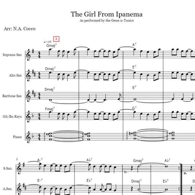 The Girl From Ipanema (Garota De Ipanema) (arr. Nicholas Cocco)
