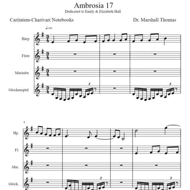 Ambrosia 17 for Harp, Flute, Marimba, Glockenspiel