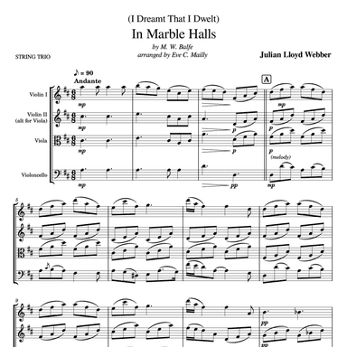 In Marble Halls - String Trio (arr. Eve C. Mailly - Zene Strings)
