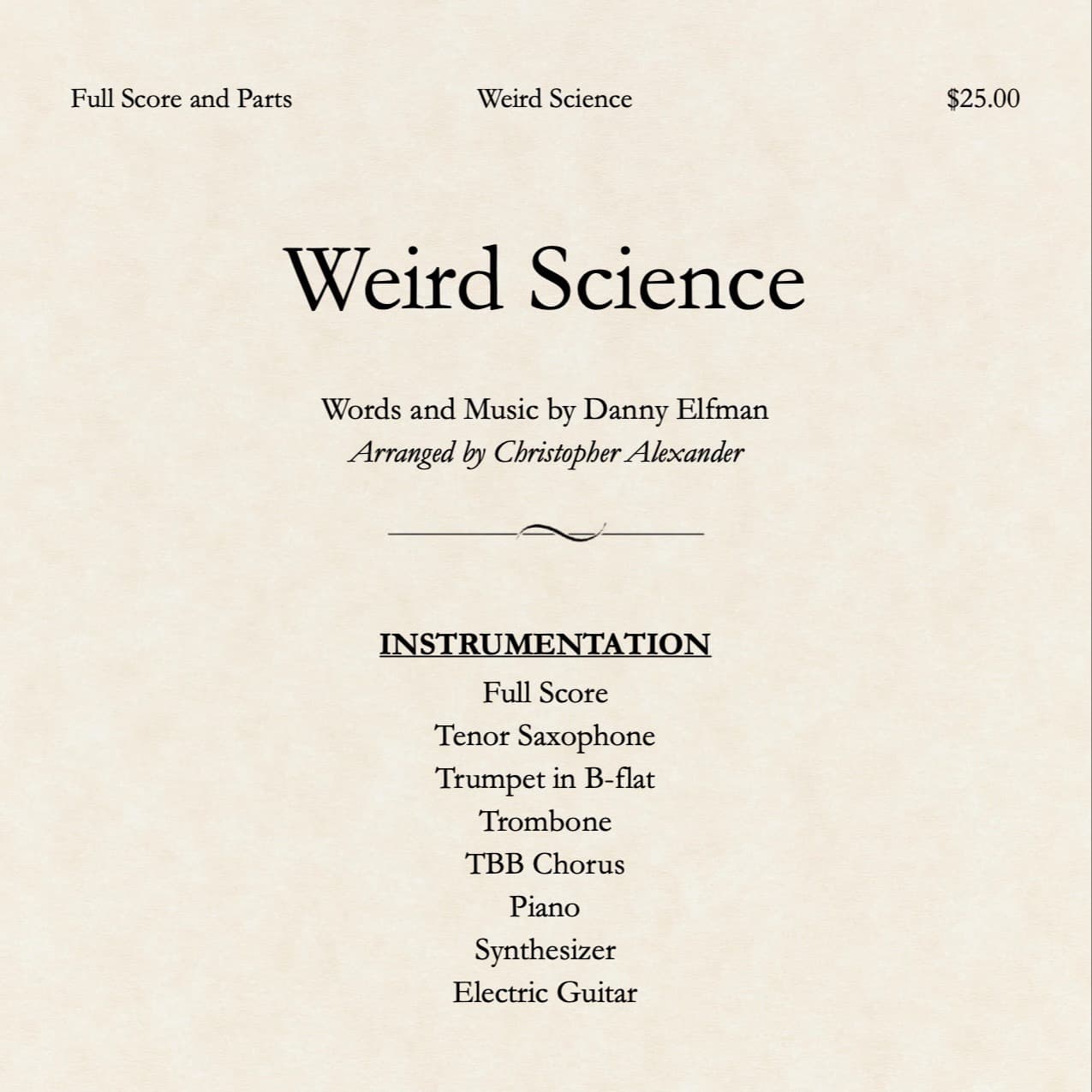 Weird Science (arr. Christopher Alexander)