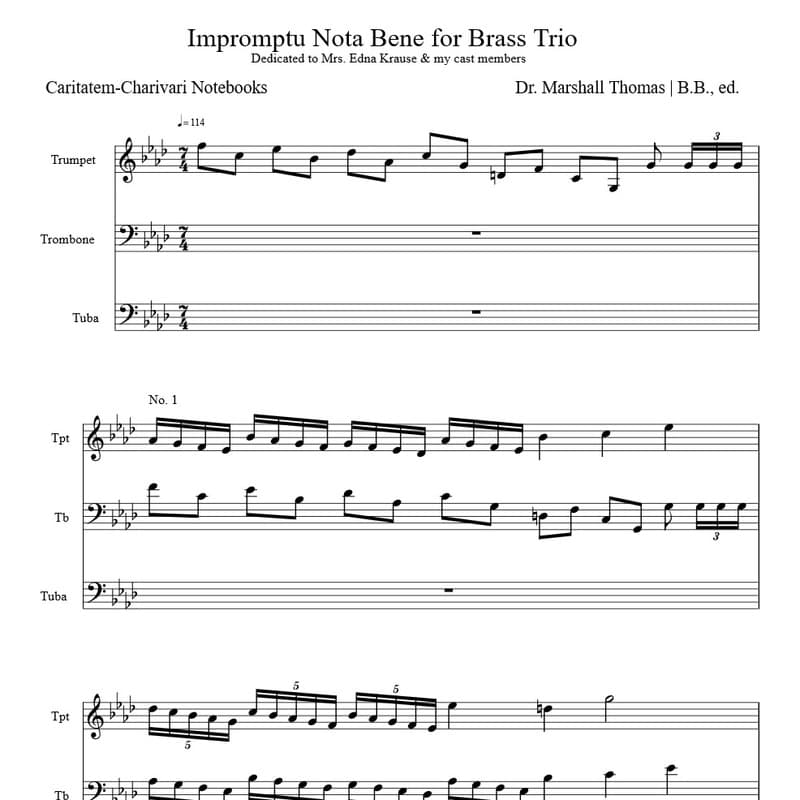 Impromptu Nota Bene for Brass Trio