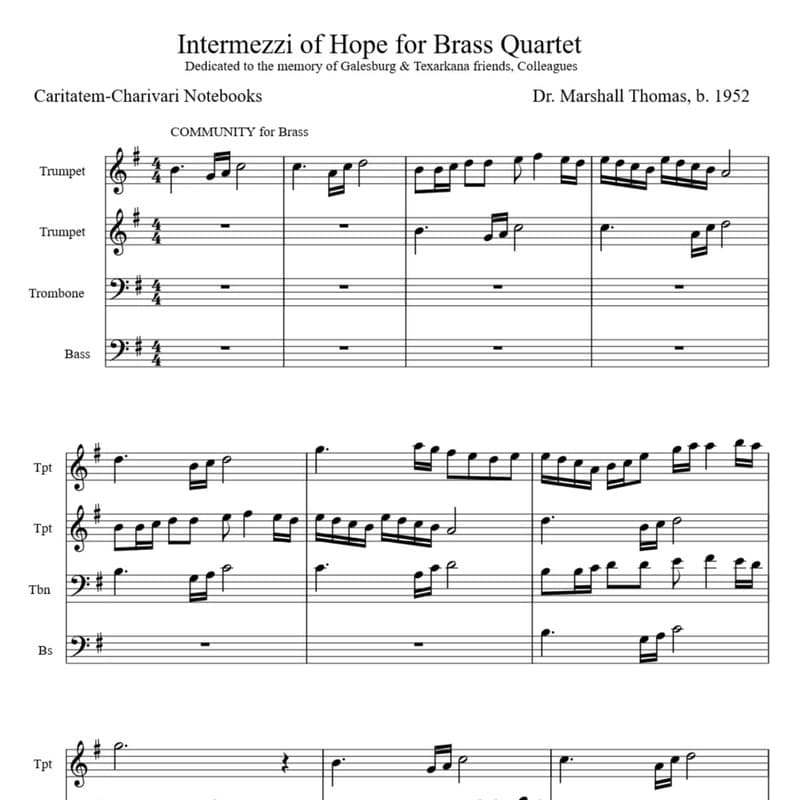 Intermezzi of Hope for Brass Quartet