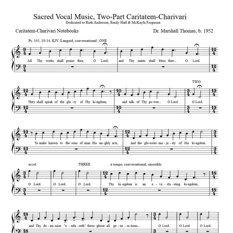 Sacred Vocal Music, Two-Part Caritatem-Charivari