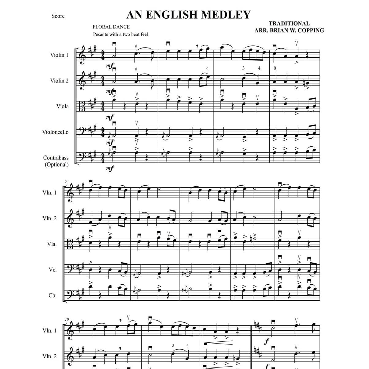 AN ENGLISH MEDLEY – STRING QUARTET (arr. BRIAN W. COPPING)