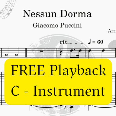 Nessun Dorma (Puccini) + FREE Mp3 Playback + PDF Solo and Piano Parts (arr. Fabio Eduardo de Oliveira)