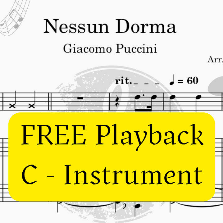 Nessun Dorma (Puccini) + FREE Mp3 Playback + PDF Solo and Piano Parts (arr. Fabio Eduardo de Oliveira)
