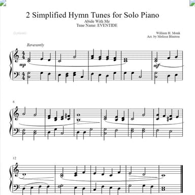 2 Simplified Hymn Tunes for Solo Piano
