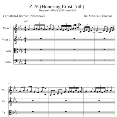 Z 76 (Honoring Ernst Toth) for String Quartet