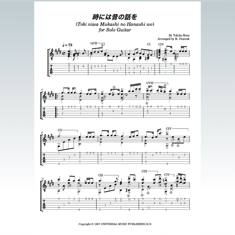 Tokiniwa Mukashino Hanashiwo (arr. Kenneth Pasciak)