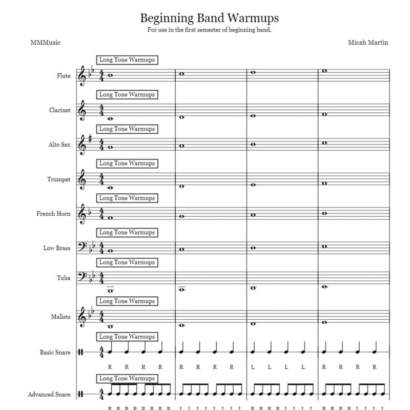 Beginning Band Warm-ups