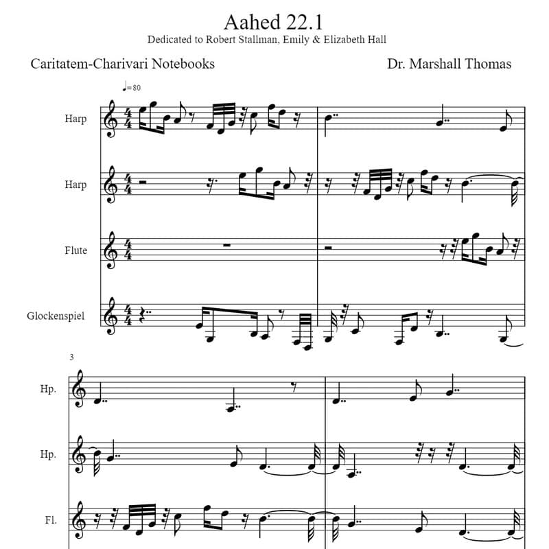 Aahed 22.1 for Harps, Flute, Glockenspiel