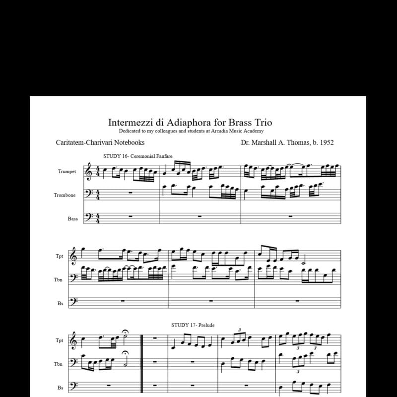 Intermezzi di Adiaphora for Brass Trio