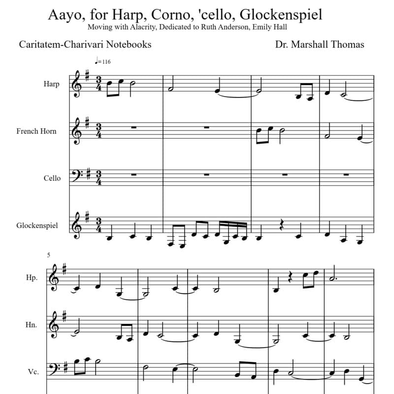 Aayo, for Harp, Corno, 'cello, Glockenspiel