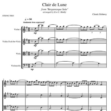 Clair de Lune (from Suite Bergamasque) - String Trio (arr. Eve C. Mailly - Zene Strings)