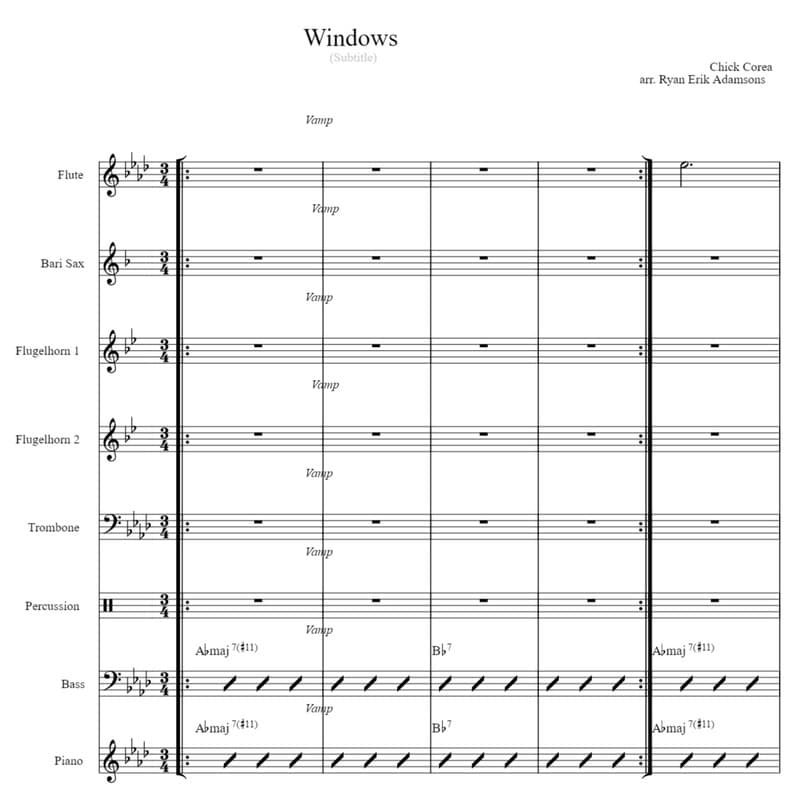 Windows (arr. Ryan Erik Adamsons (ASCAP))