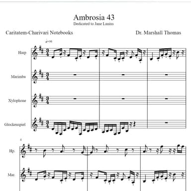 Ambrosia 43 for Harp, Percussion a Voce