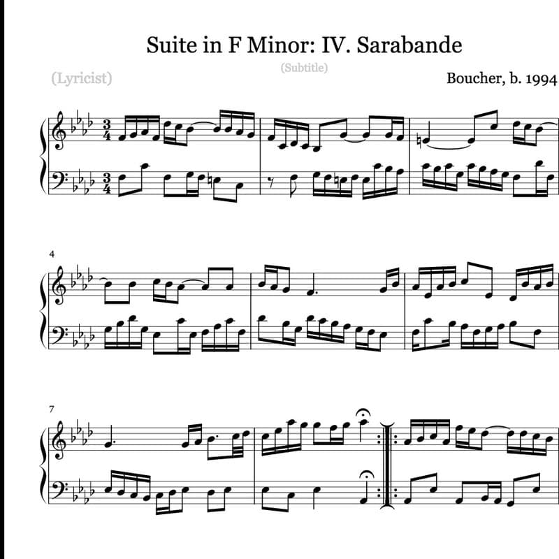 Suite in F Minor: IV. Sarabande