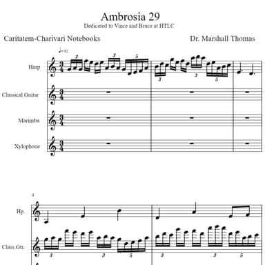 Ambrosia 29 for Harp, Guitar, Marimba, Xylophone