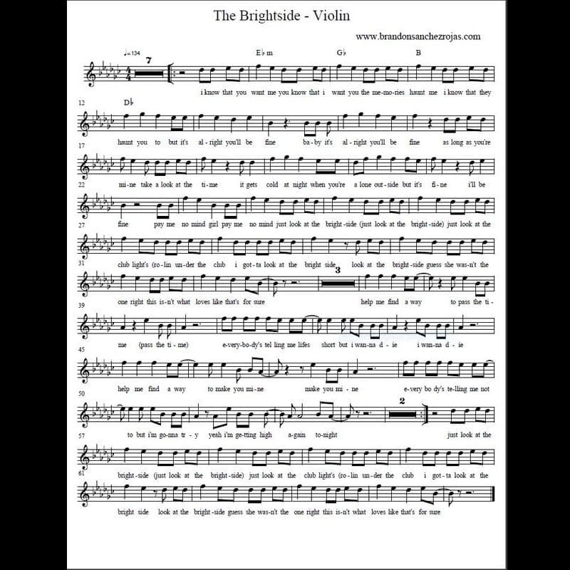 The Brightside - Piano/Vocal/Guitar