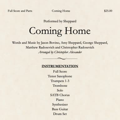 Coming Home (arr. Christopher Alexander)