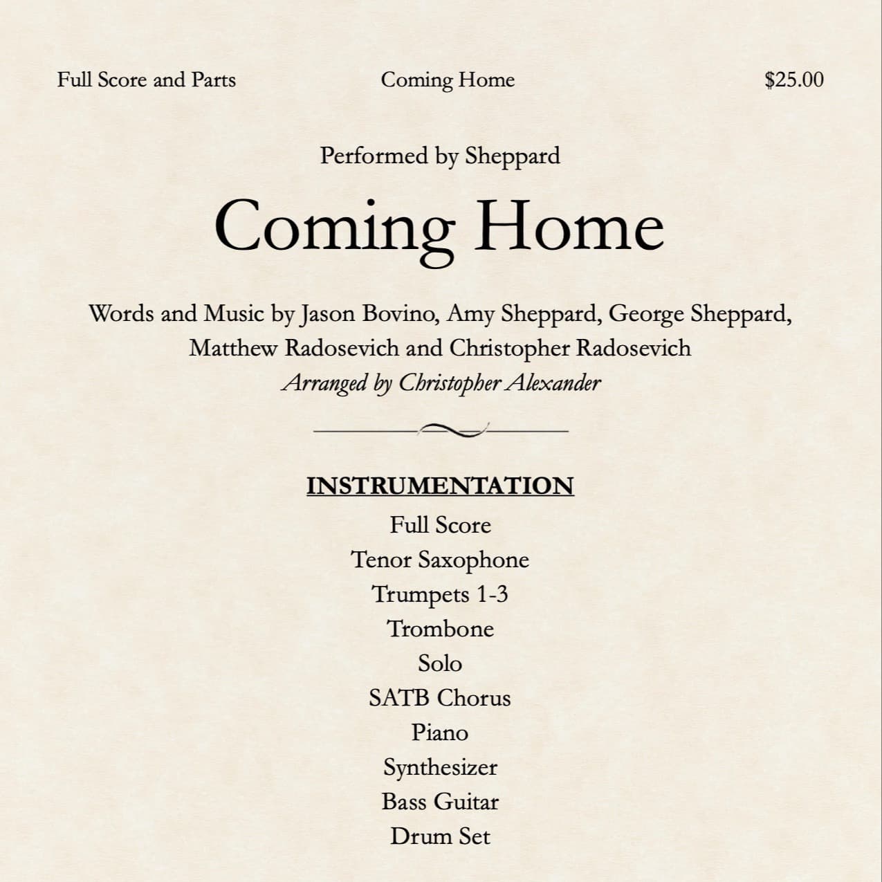 Coming Home (arr. Christopher Alexander)