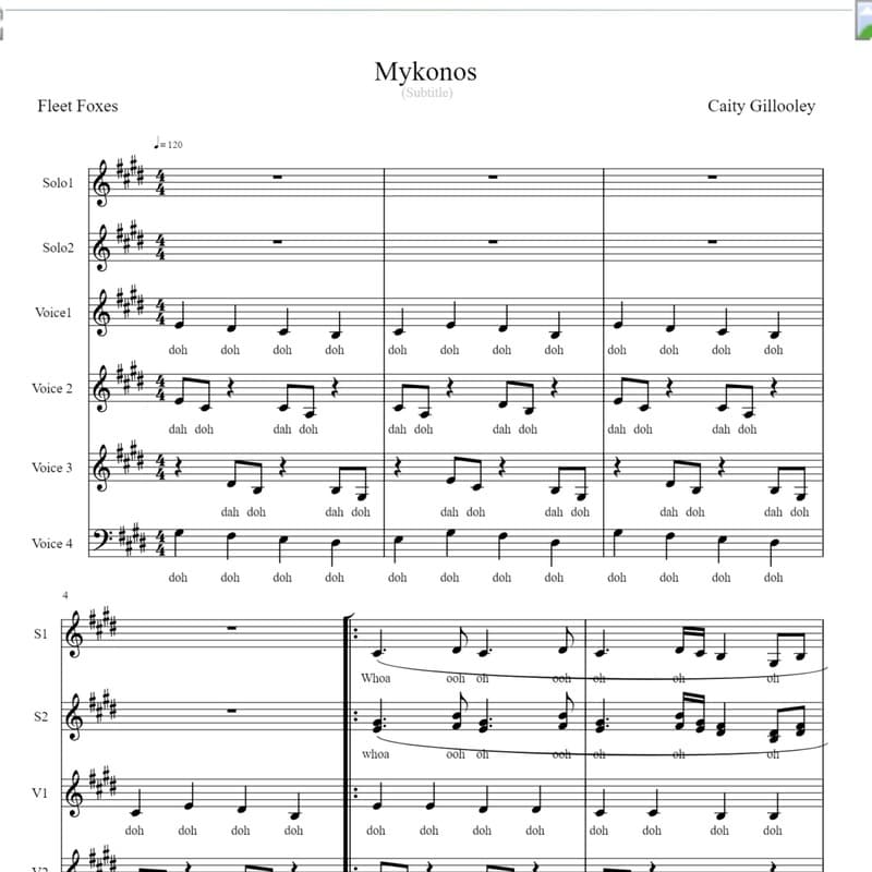 Mykonos (arr. Caity Gillooley)