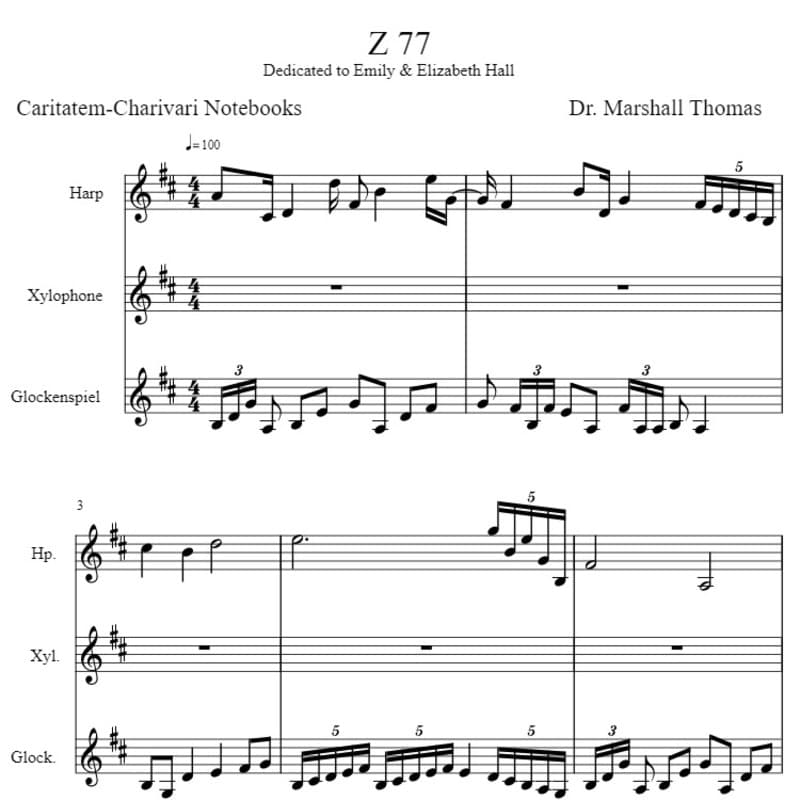 Z 77 for Harp, Xylophone, Glockenspiel