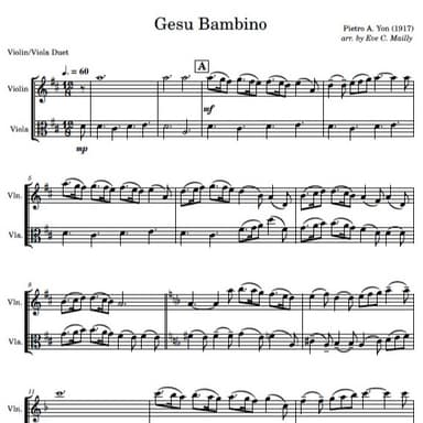 Gesu Bambino - Duet for Violin & Viola (arr. Eve C. Mailly - Zene Strings)