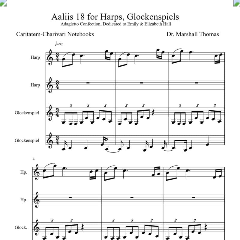 Aaliis 18 for Harps, Glockenspiels
