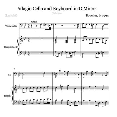 Adagio Cello and Keyboard in G Minor