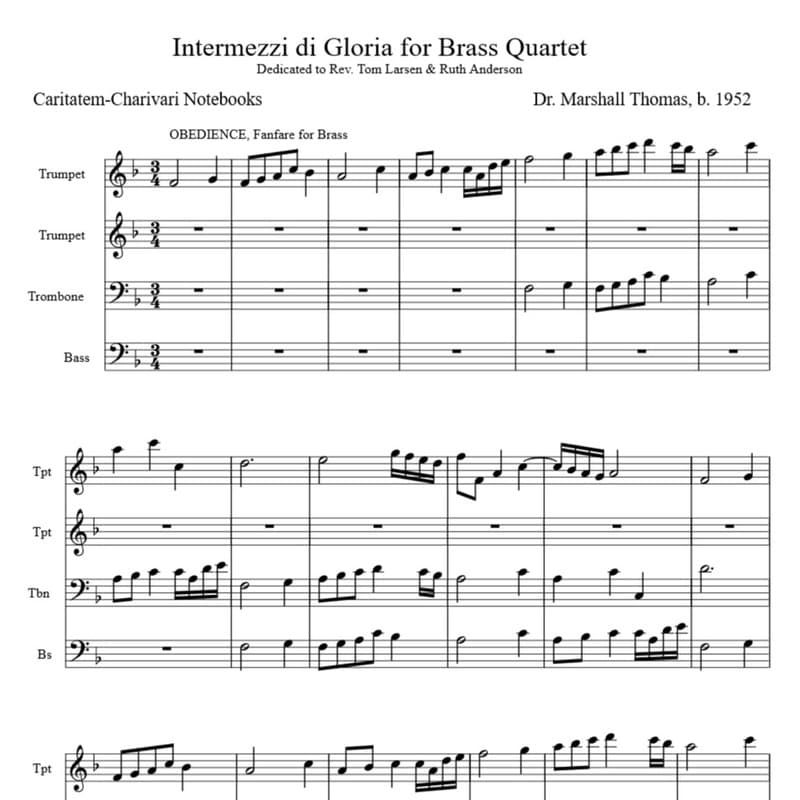 Intermezzi di Gloria for Brass Quartet