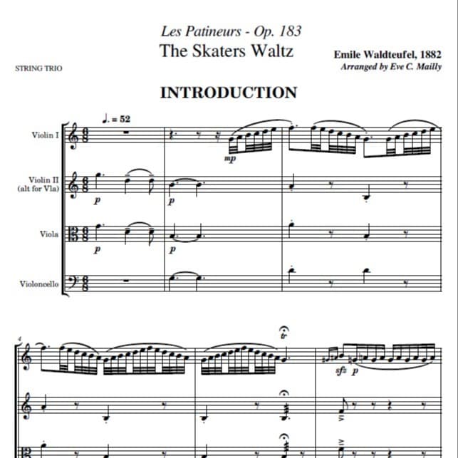 Les Patineurs, Opus 183  (The Skaters Waltz) - String Trio (arr. Eve C. Mailly - Zene Strings)