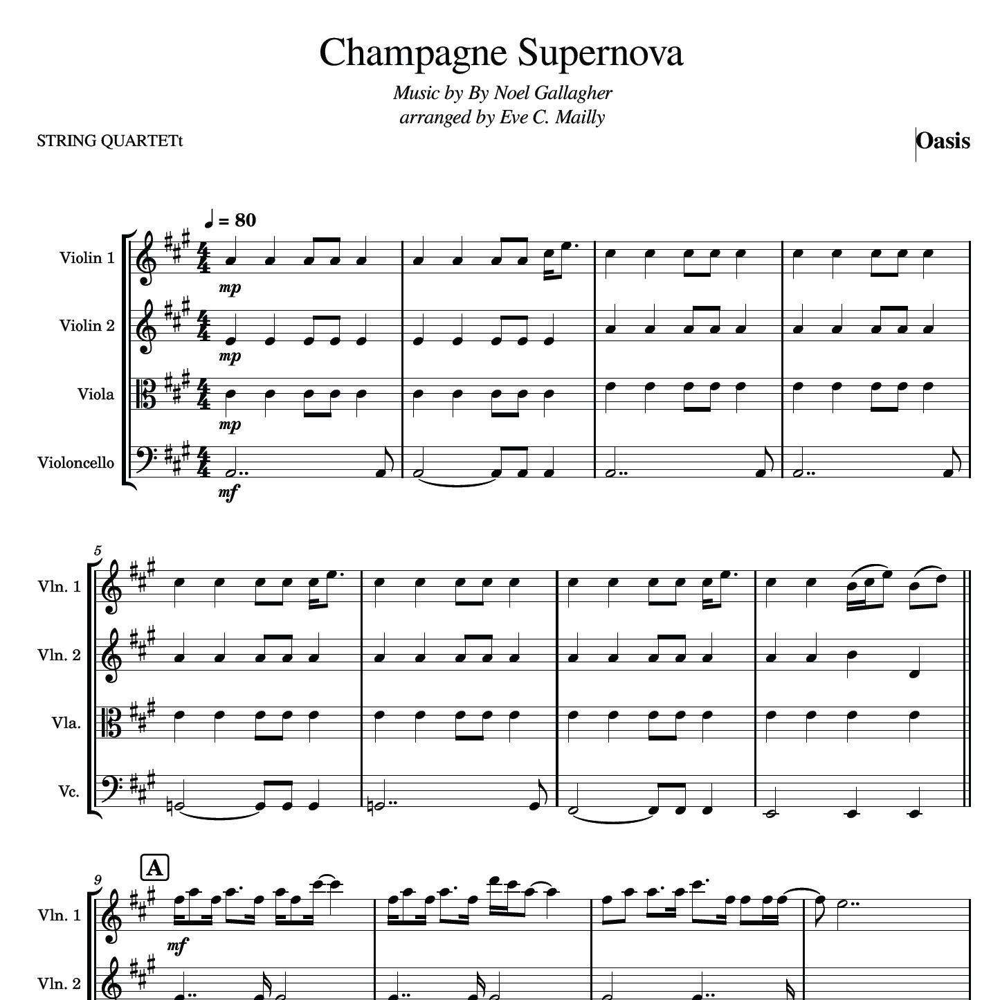 Champagne Supernova (arr. Eve C. Mailly - Zene Strings)
