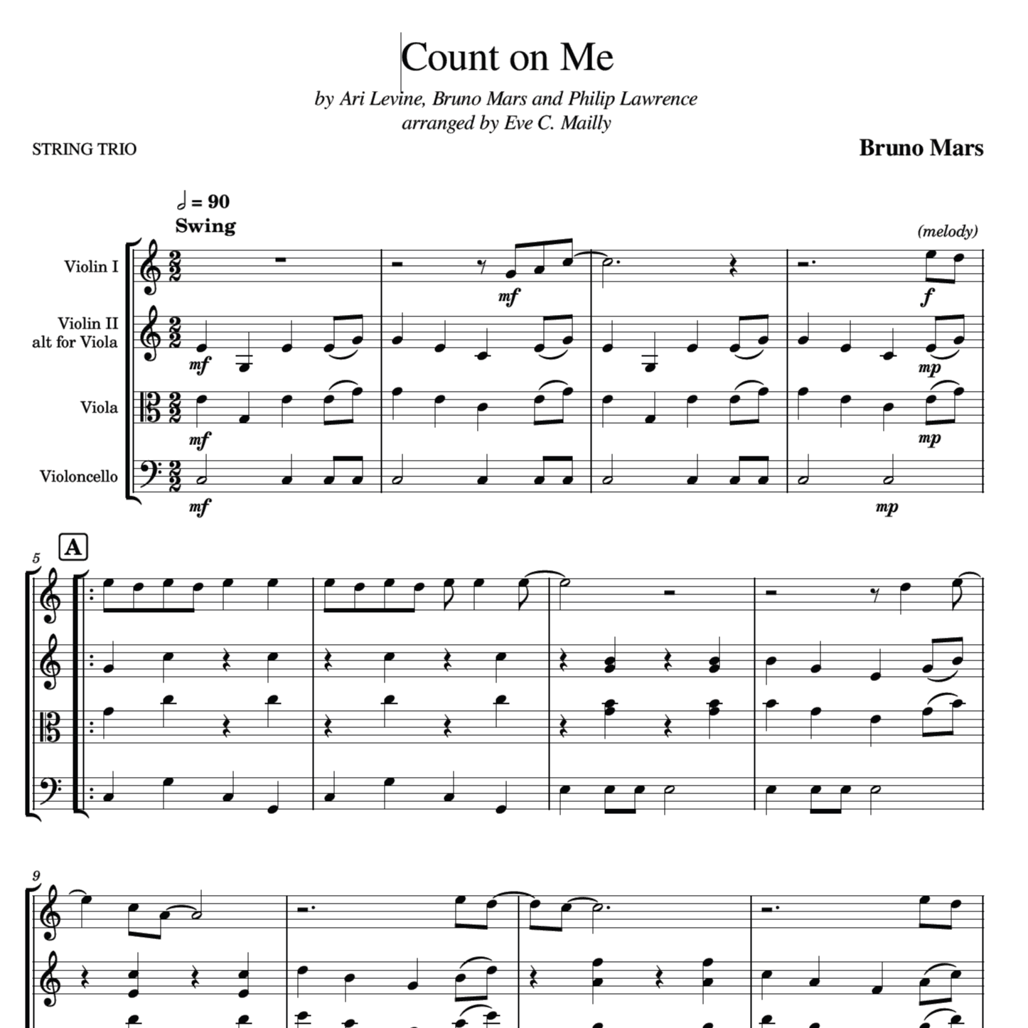 Count On Me (arr. Eve C. Mailly - Zene Strings)