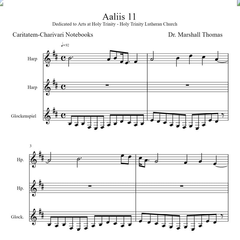 Aaliis 11 for Harps, Glockenspiel