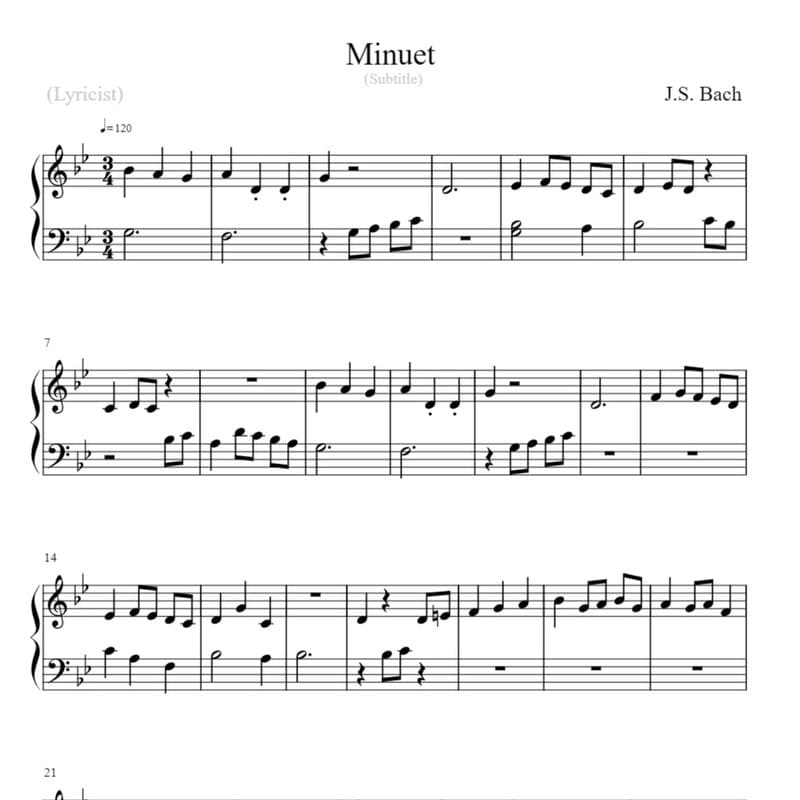 Minuet In G Minor, Bwv Anh. 115 (arr. Linda Schooley)