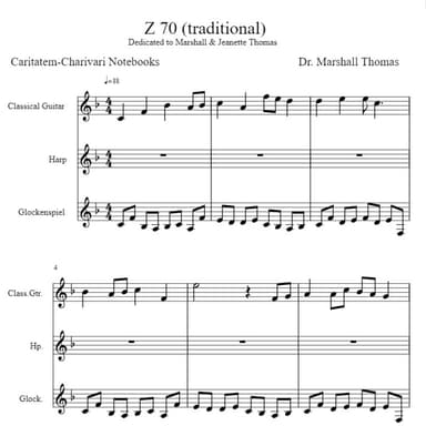 Z 70 (traditional) for Guitar, Harp, Glockenspiel