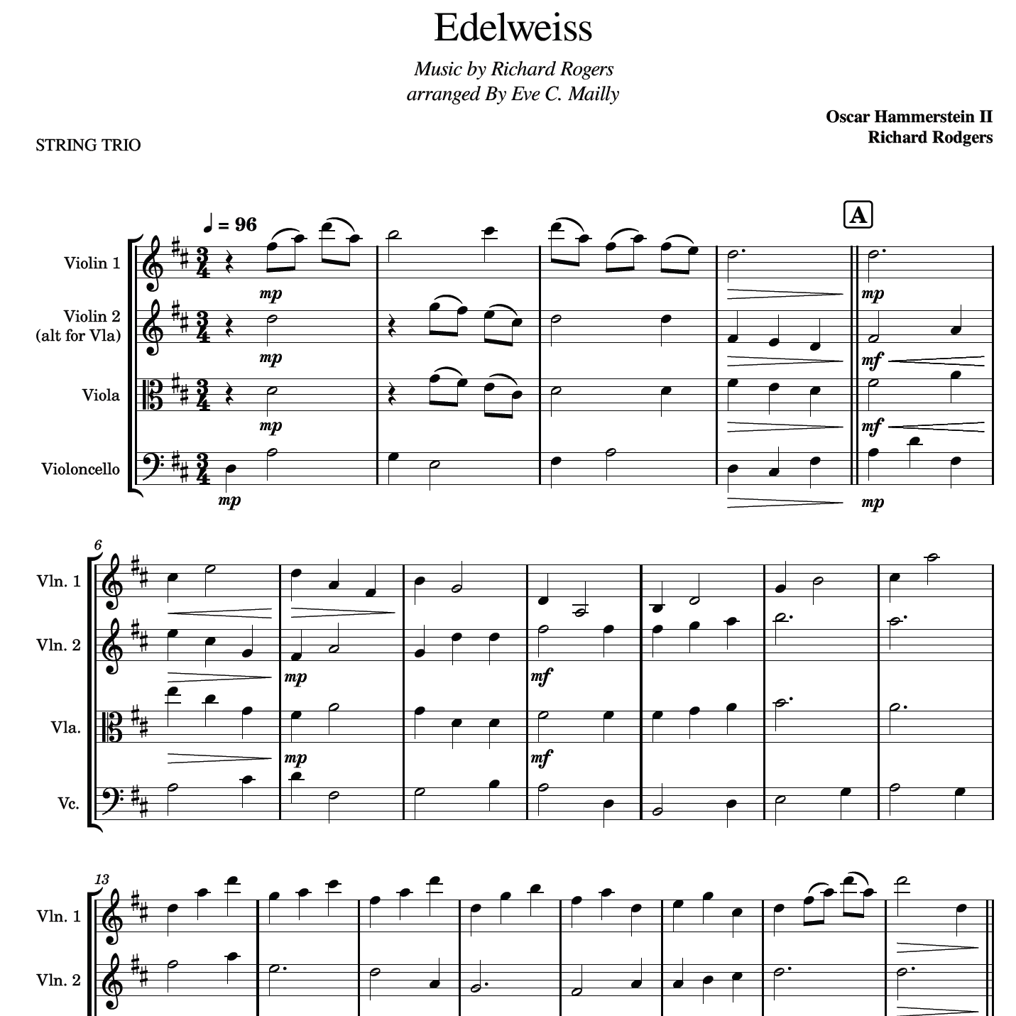Edelweiss (arr. Eve C. Mailly - Zene Strings)