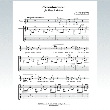 L'éventail noir (for Voice & Guitar) (arr. Kenneth Pasciak)