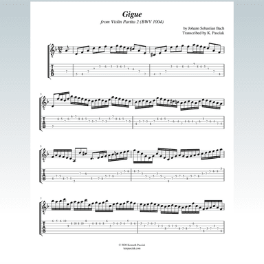 Gigue in D Minor from Partita 2 (BWV1004) (for Solo Guitar) (arr. Kenneth Pasciak)