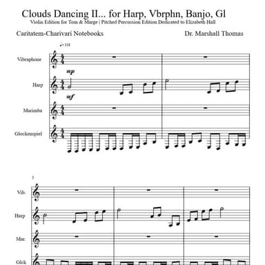 Clouds Dancing II... for Harp, Vbrphn, Banjo, Gl