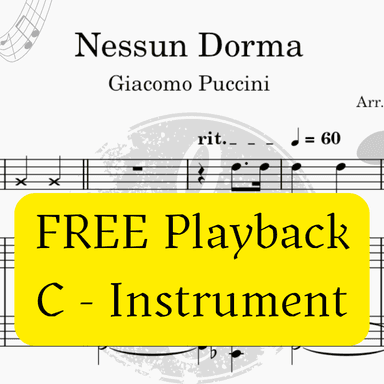Nessun Dorma (Puccini) + FREE Mp3 Playback + PDF Solo and Piano Parts (arr. Fabio Eduardo de Oliveira)