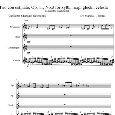 Trio con ostinato, Op. 11, No.3 for Harp, Celesta, Perc.